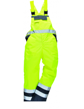 Portwest Lined Contrast Bib & Brace S489 - Yellow/Navy Clothing